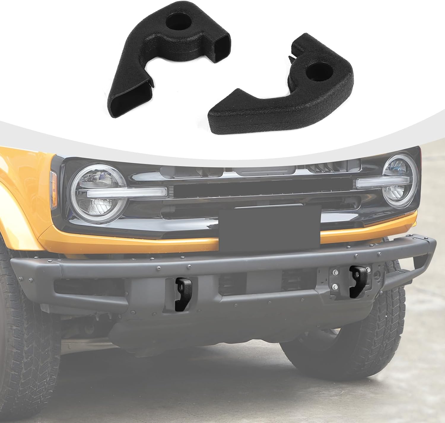 RAZPOY Tow Hook Covers fit for Ford Bronco 2021-2024, Front Bumper Tow Hooks Hitch Rubber Accessories, Black (Not for Bronco Sport)