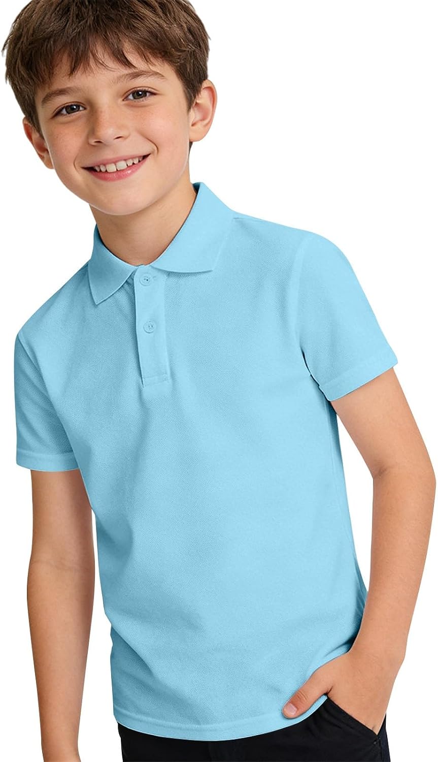 Boys Girls Polo Shirt Summer Short Sleeve Collared School Uniform Athletic Shirts Casual Breathable Golf Tennis