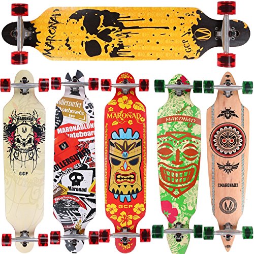 MARONAD Longboard DRIPPING SKULL drop through Race Cruiser ABEC 11 Skateboard