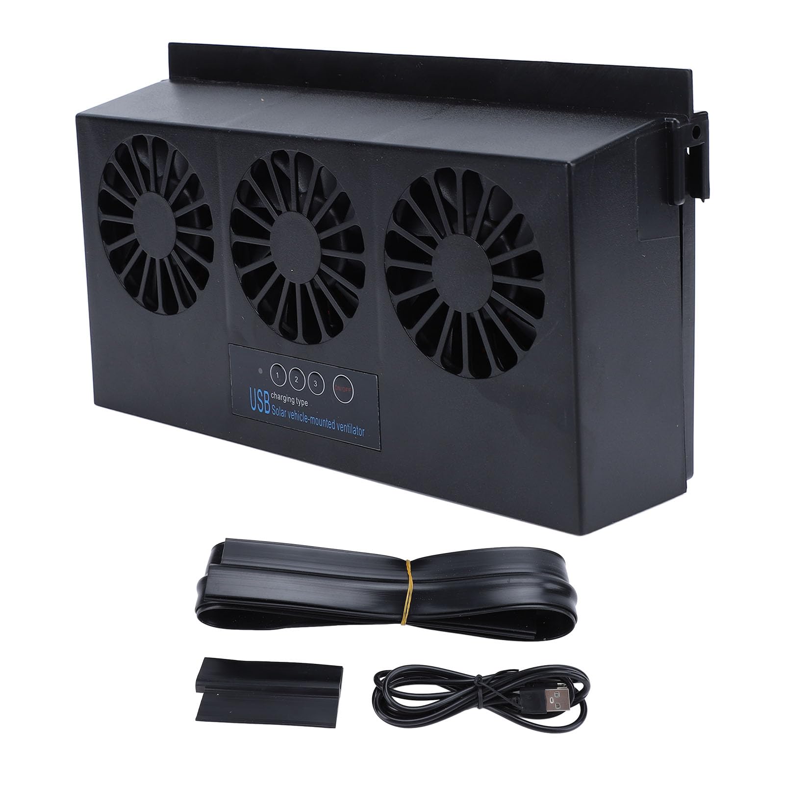 Auto-Abluftventilator, 4500 U/min, 3 Ventilatoren, Solarbetrieben, Auto-Lüftungsgitter, Kühlerventilatoren, USB-betrieben, Energiesparend, Leise, Autofenster-Kühler, Luftreiniger