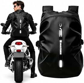 OUUTMEE Mochila de motocicleta | Mochilas de capacete à prova d'água para homens, bolsa de armazenamento de grande capacidade, com faixa refletiva, 40L