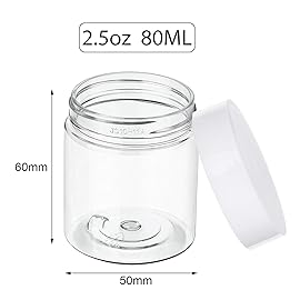 SATINIOR 36 Pieces 2.5 oz Plastic Jars with Lids Wide Mouth Airtight Reusable Container Acrylic Cosmetic Small Jars for Lotions Ointments Travel Toiletries Creams Make up Storage(White)