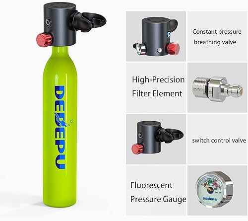 Miniatura 2 de DEDEPU Mini tanque de buceo con certificado por puntos, reutilizable, kit de tanque de buceo de capacidad de 0.5 litros, mini tanques de buceo que