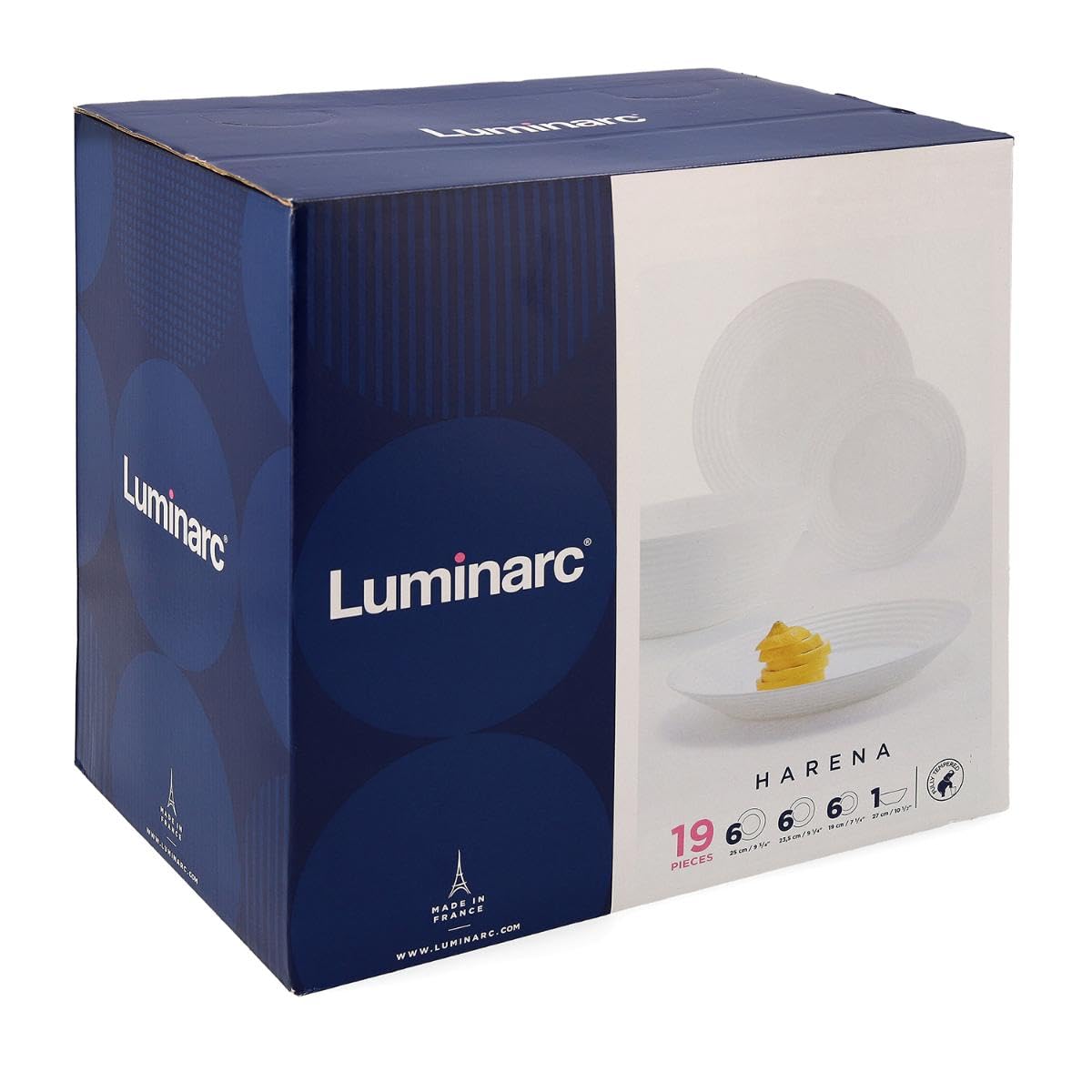 Luminarc Harena Zastawa stołowa talerze i naczynia 19 PIEZAS biała