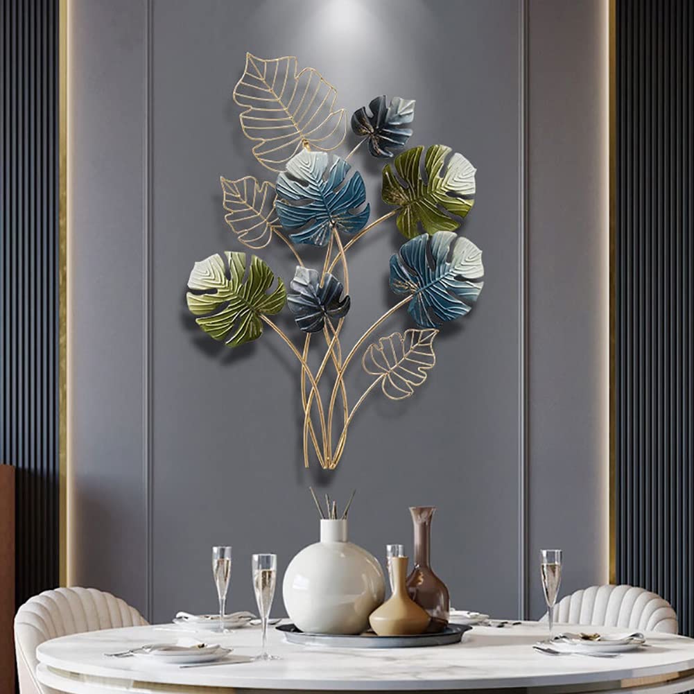Mihtra A 3D Metal Wall Rt Décor, Metal Tree Leaf Wall Decor,Creative Ginkgo Leaves Metal Wall Hanging Sculpture,Handmade Wall Hanging Rtwork Decoration Wall Sculptures For Living Room Indoor Outdoor (Color