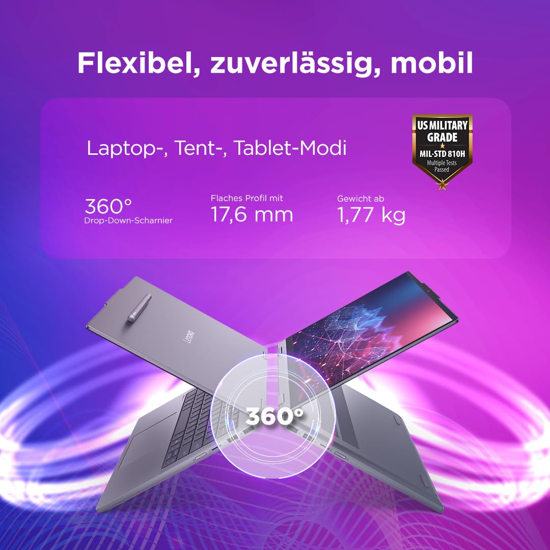 Lenovo IdeaPad 5i 2-in-1 Laptop | Copilot+ PC | 15.3" WUXGA Touch Display | Intel Core Ultra 7 355 | 16GB RAM | 1TBSSD | Integrierte Intel Grafik | Windows 11 | QWERTZ | Grau | 3 Monate Premium Care