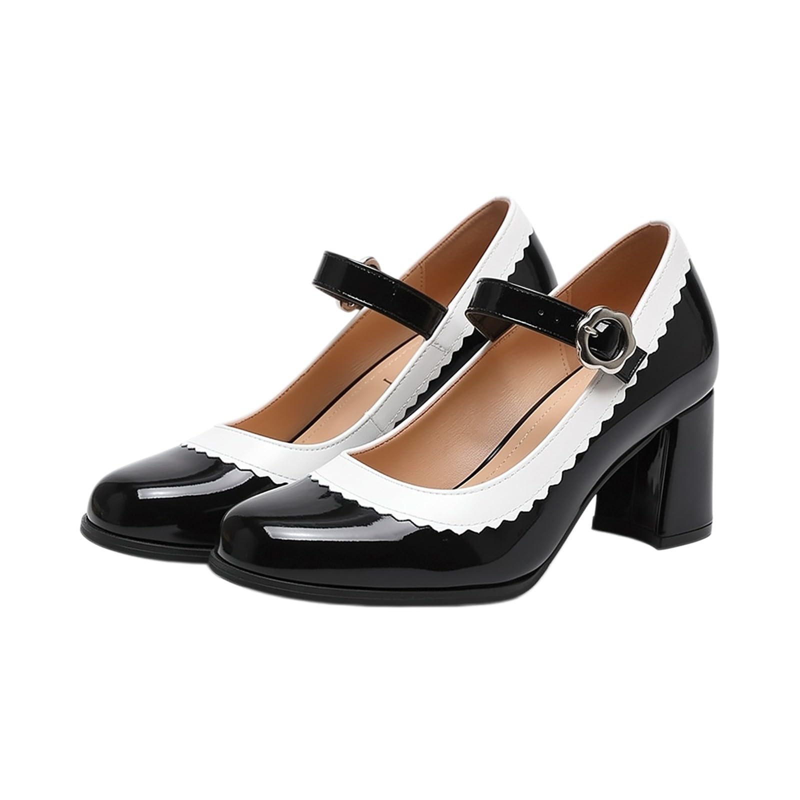 Scarpe Mary Jane da donna con tacco alto, in pelle verniciata, eleganti
