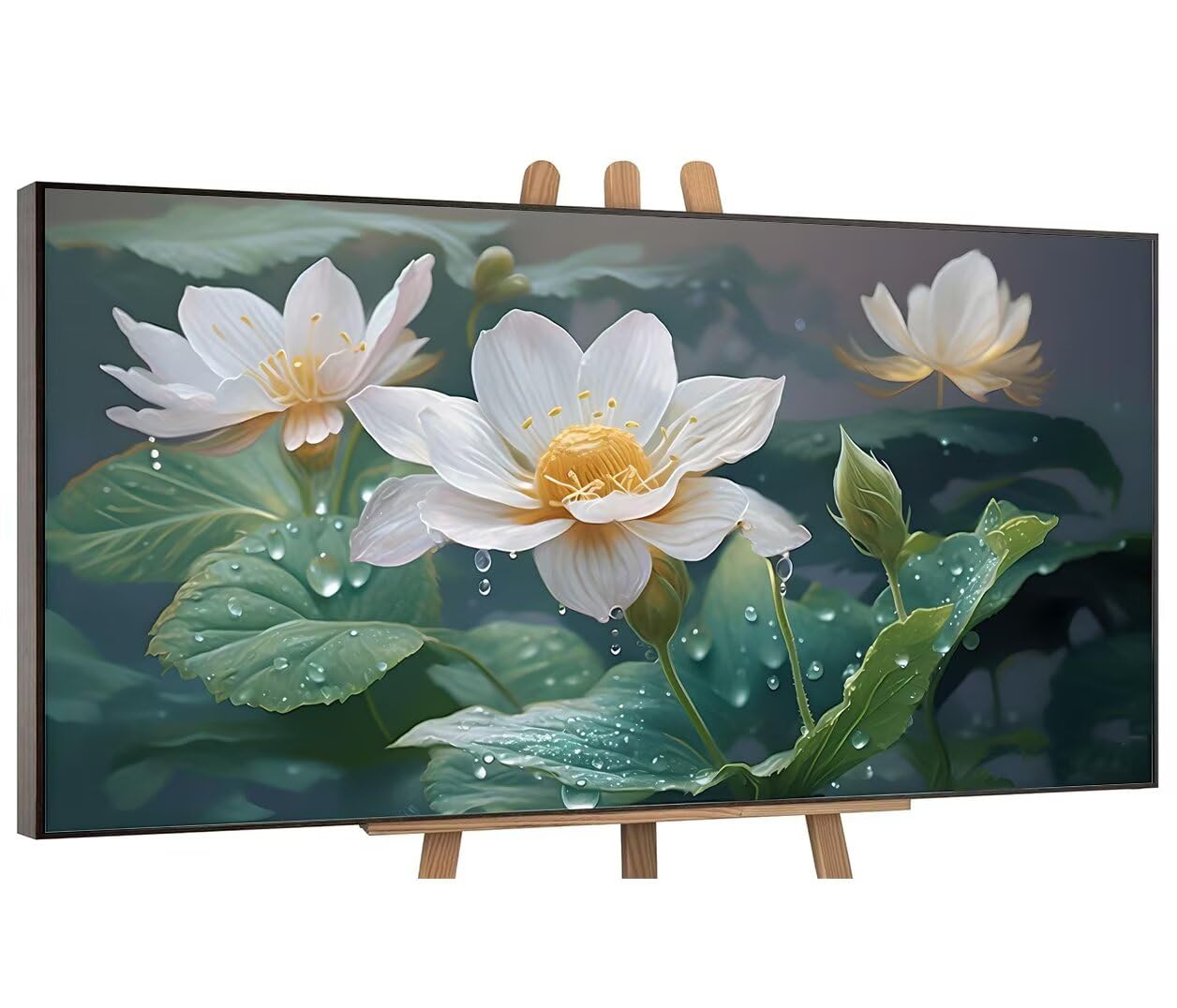 Dipingere con i Numeri per Adulti Principianti, Stagno di loto fiorito Paint by Numbers Kit Fai da te Olio La pittura di Numeri Kit Decora la casa Vernici e pennelli (100x200 cmSenza Cornice) L-307