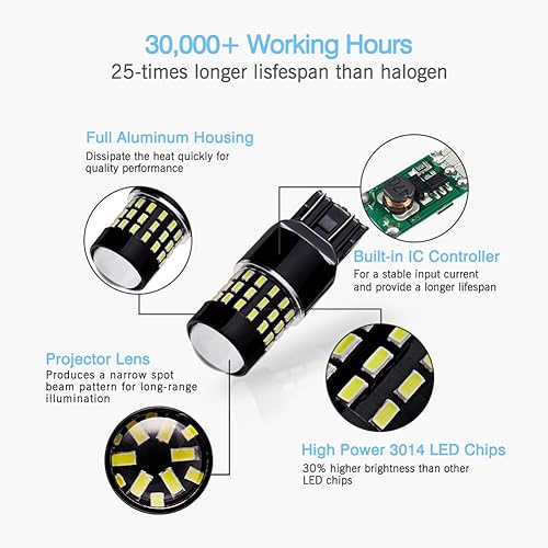 Miniatura 4 de 4 bombillas LED muy brillantes de 9 a 30 V 3014 54-SMD, color blanco xenón , Blanco Xenón