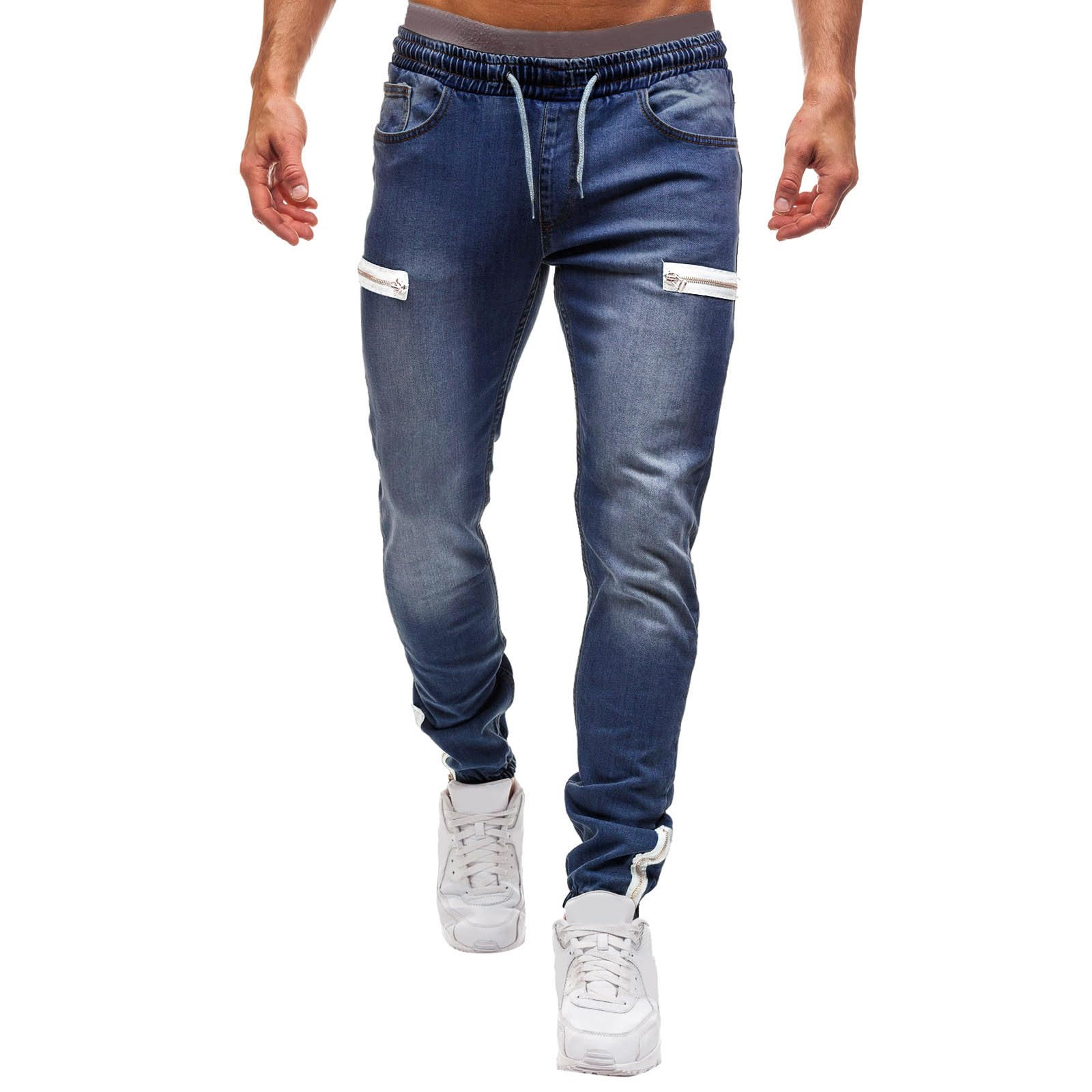Jeans Uomo Slim Fit Strappati, Pantaloni Uomo Jeans Gamba Dritta Strappato Elasticizzati Pantaloni Uomo Elegante Casual Skinny Blu Jeans Regular Jeans Leggeri Moda Versatile per Tutte Le Occasioni