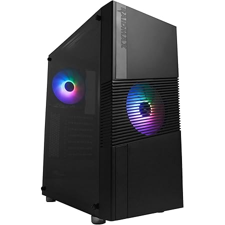 Raidmax Aureola H704 ATX Mid Tower Gaming Case with 2X Static RGB Light Fans, Tempered Glass Side Panel, Magnetic Dust Filter, USB 3.0, Compact and Budget Case