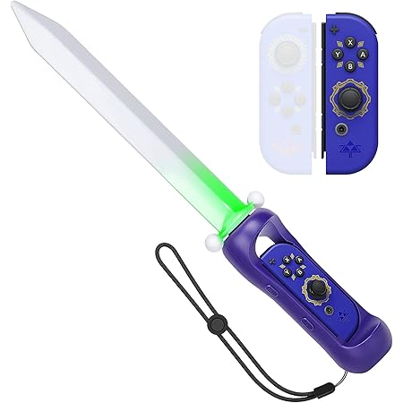 GTAplam LED Game Lightsaber Grip for The Legend of Zelda: Skyward Sword HD [Nintendo Switch], with Stretchable Wristband, Only for Nintendo Switch R Joy-con(Not Included)，Zelda Dark Blue.