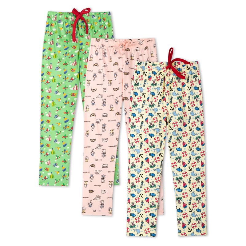 Image of Real Basics Girls Cotton All Over Print Pajamas(Pack of 3)