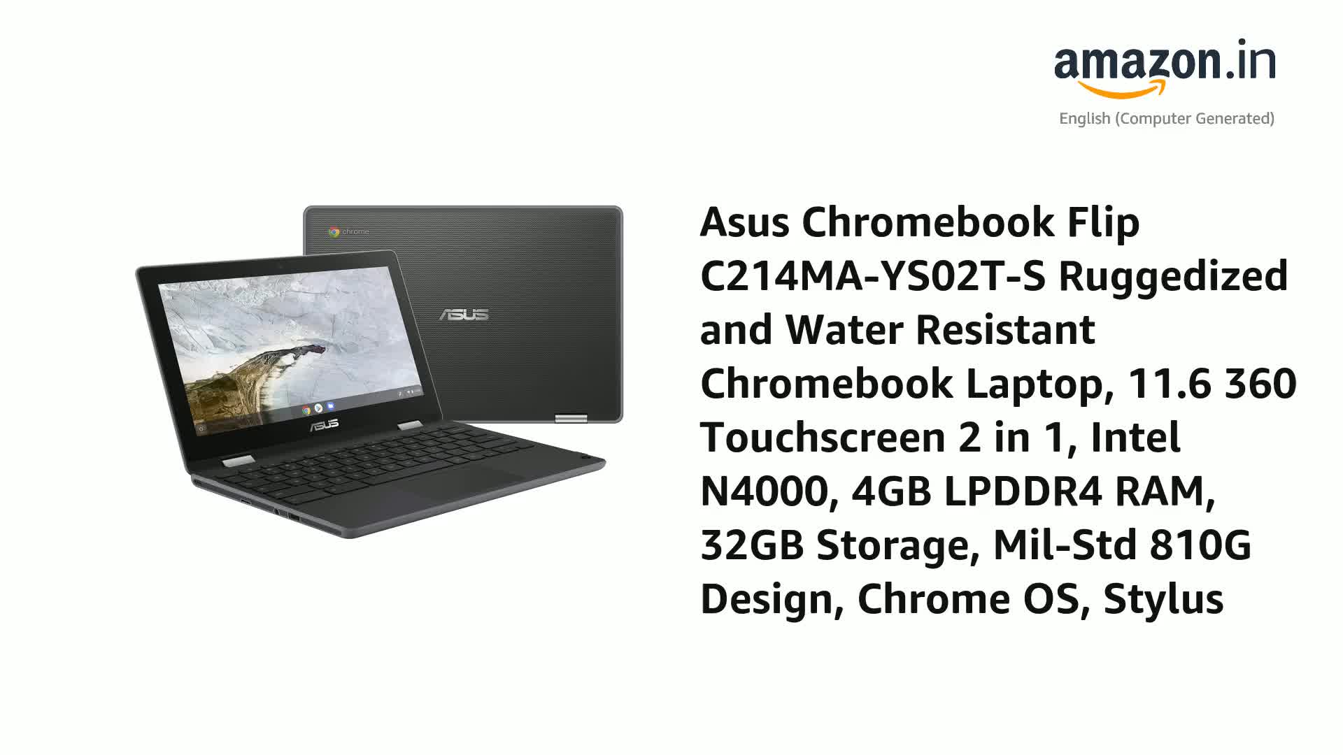 385 美品✨ASUS Chromebook C214M 学校推奨機種 ASUS Chromebook Flip C214MA-YS02T-S Ruggedized and Water Resistant