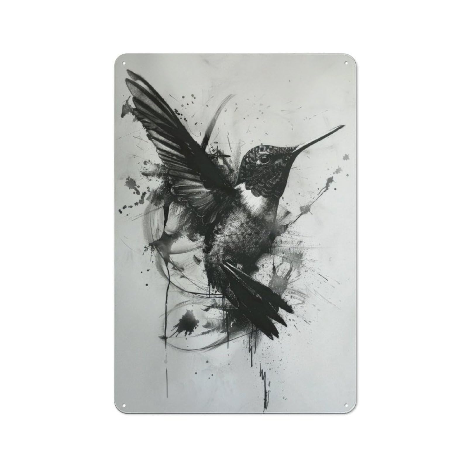 Junmoney The Hummingbird Printed Metal Sign 30X20cm For Lounge Or Reading Corner, For Vintage Wall Decor Fans, For Themed Room Decoration