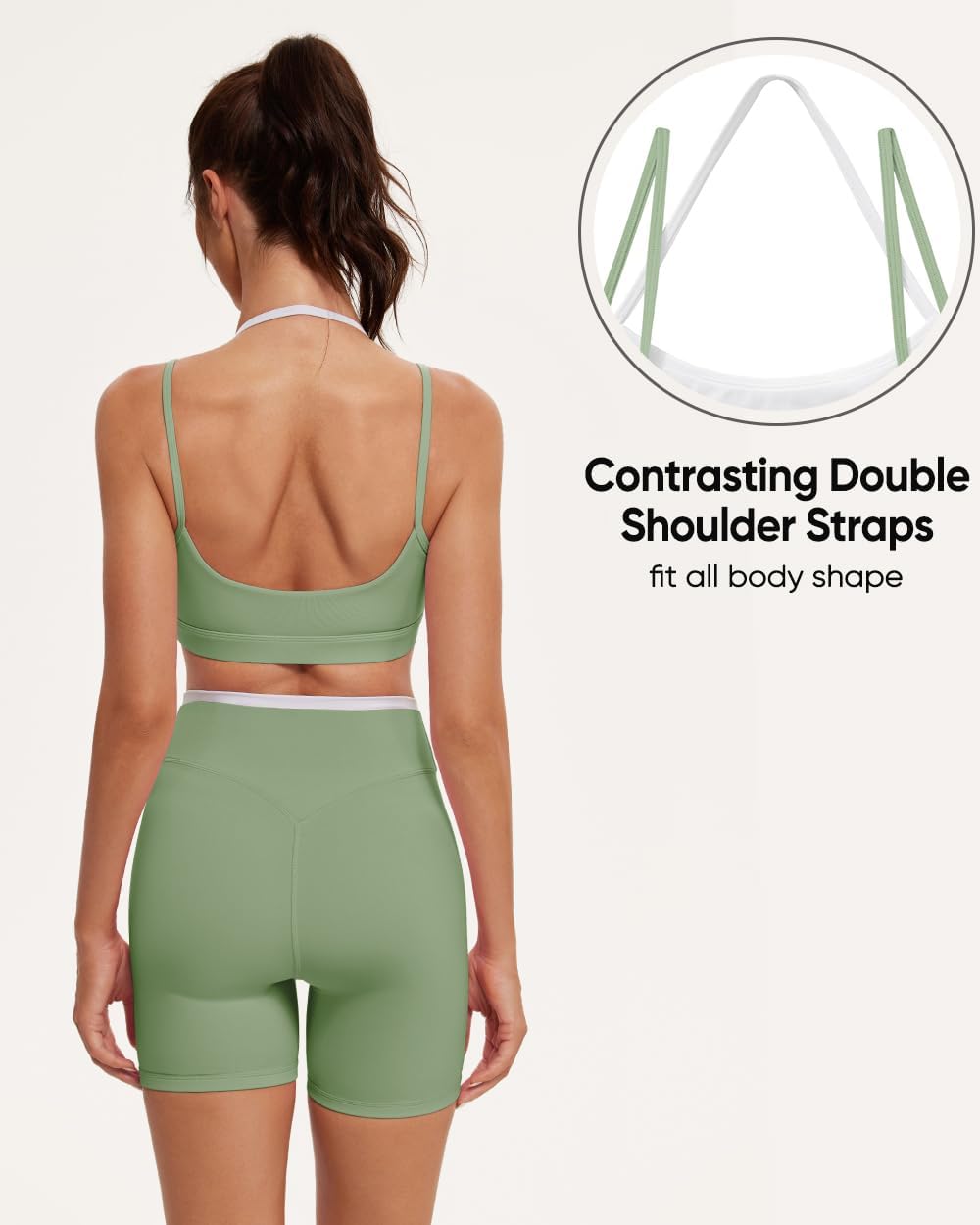 OMKAGI Workout Sets for Women Cute Doubel Layer Sports Bra Top Gym Outfits image 4