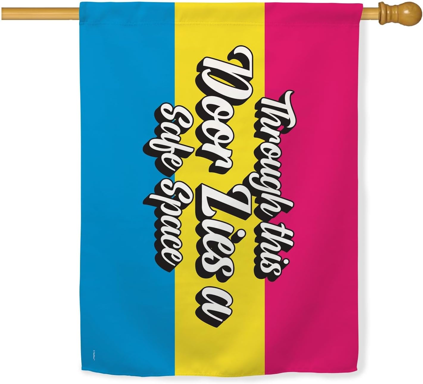 Pan Pride Pangender Flag Through This Door Lies A Safe Space Pangender Gifts Double Sided 28x40 House Flag