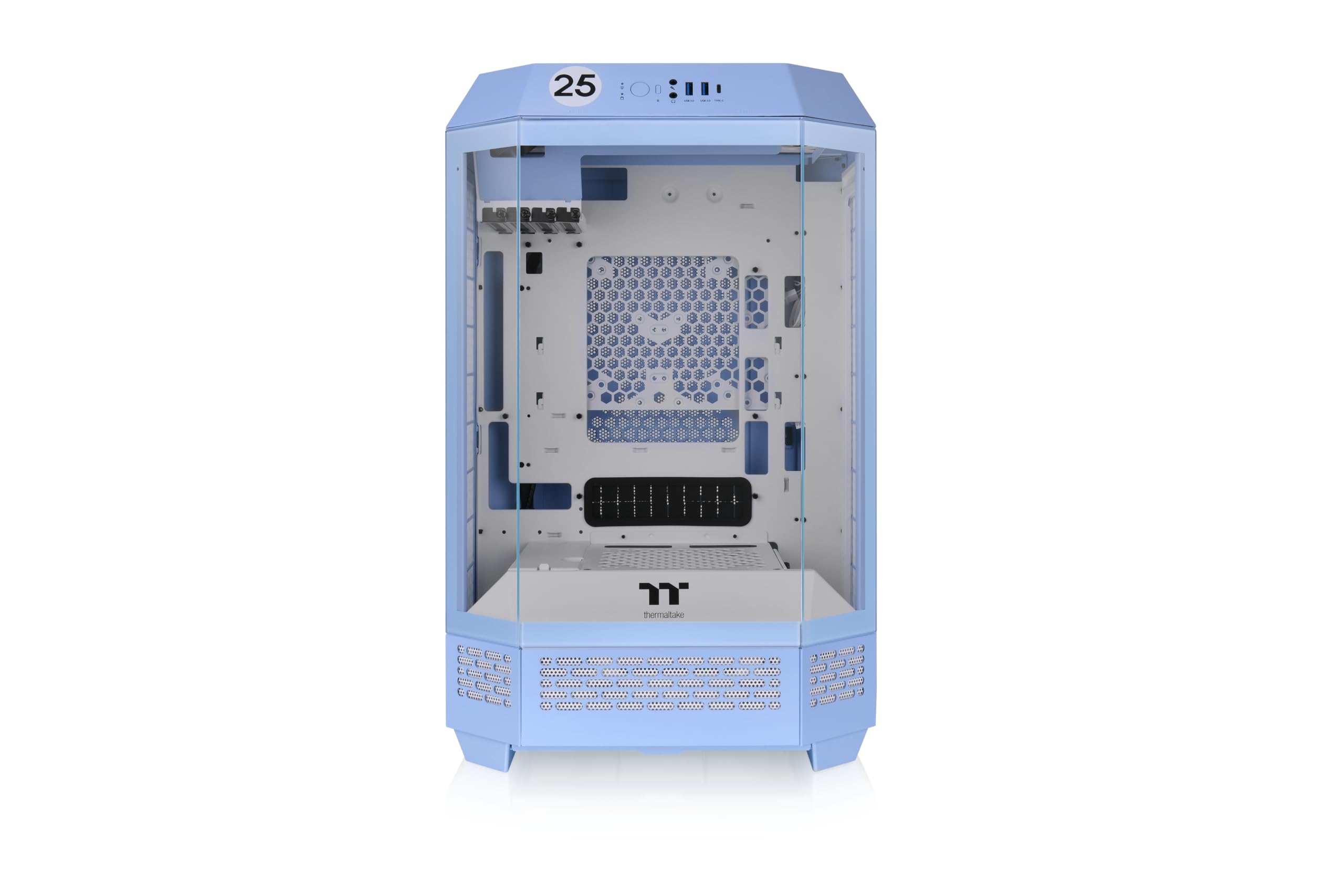 Thermaltake Tower 300 Hortensja niebieska obudowa Micro-ATX; wentylator CT 2 x 140 mm w zestawie; obsługa grzejnika do 420 mm; opcjonalny zestaw stojaka podwozia umożliwia wyświetlanie poziome;