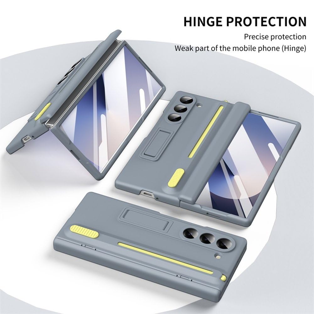 Etui na telefon z magnetycznym zawiasem do Samsunga Galaxy Z Fold 7 3 4 5 6, szkło ochronne na ekran, wysuwana osłona na długopis, różowe, do Galaxy Z Fold 5