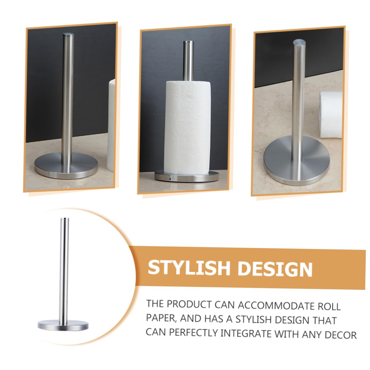 TOPBATHY 1pezzi Porta Rotolo Carta Cucina in Acciaio Inox Supporto per Carta e Fazzoletti Design Semplice e Moderno per Cucina o Ufficio