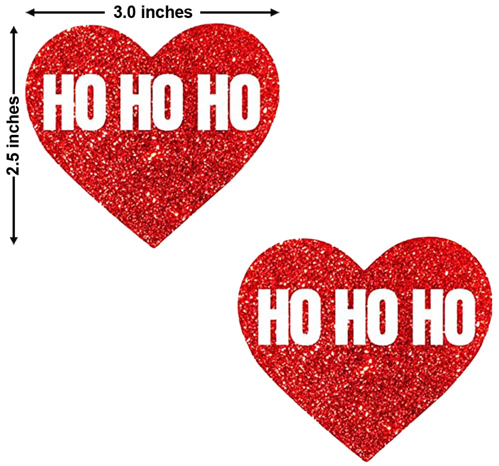 Neva Nude Iridescent Crystal Beamz Nipztix Pasties Nipple Covers for Festivals, Raves, Lingerie and More, Made in USA: Ho Ho Ho Reflective Red Glitter