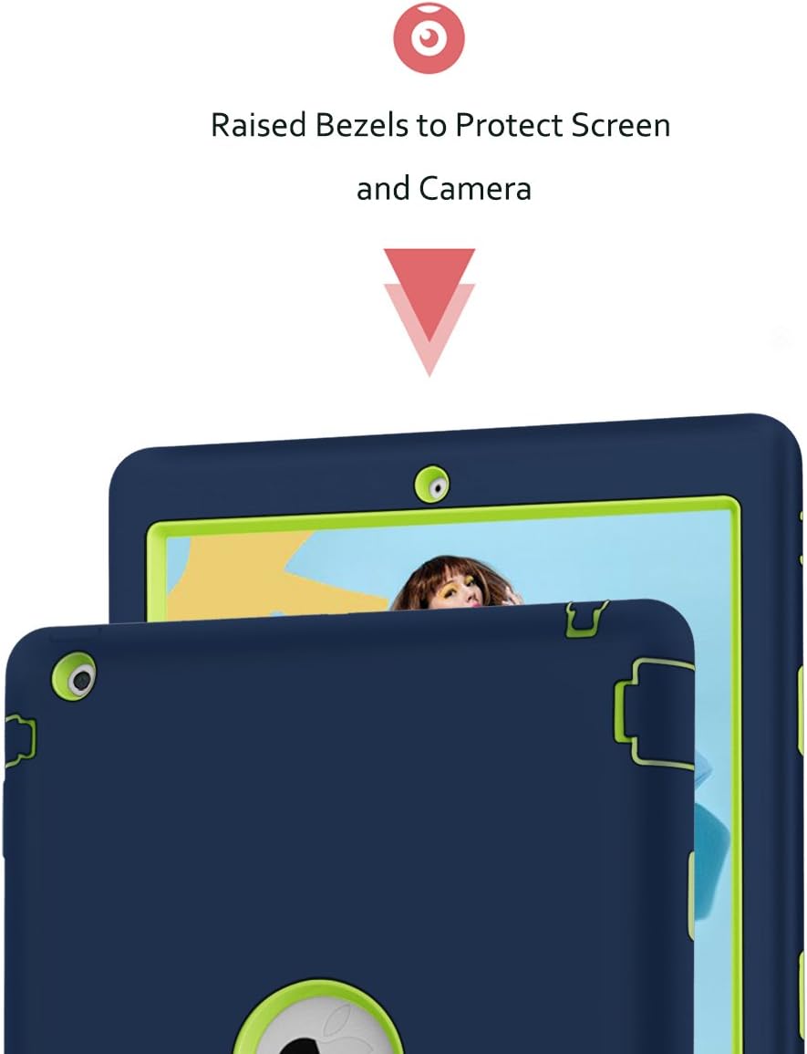 iPad 2/3 / 4 Case, Hocase Rugged Slim Shockproof Silicone Protective Case Cover for 9.7 iPad 2nd / 3rd / 4th Generation - Navy Blue/Fluorescent Green