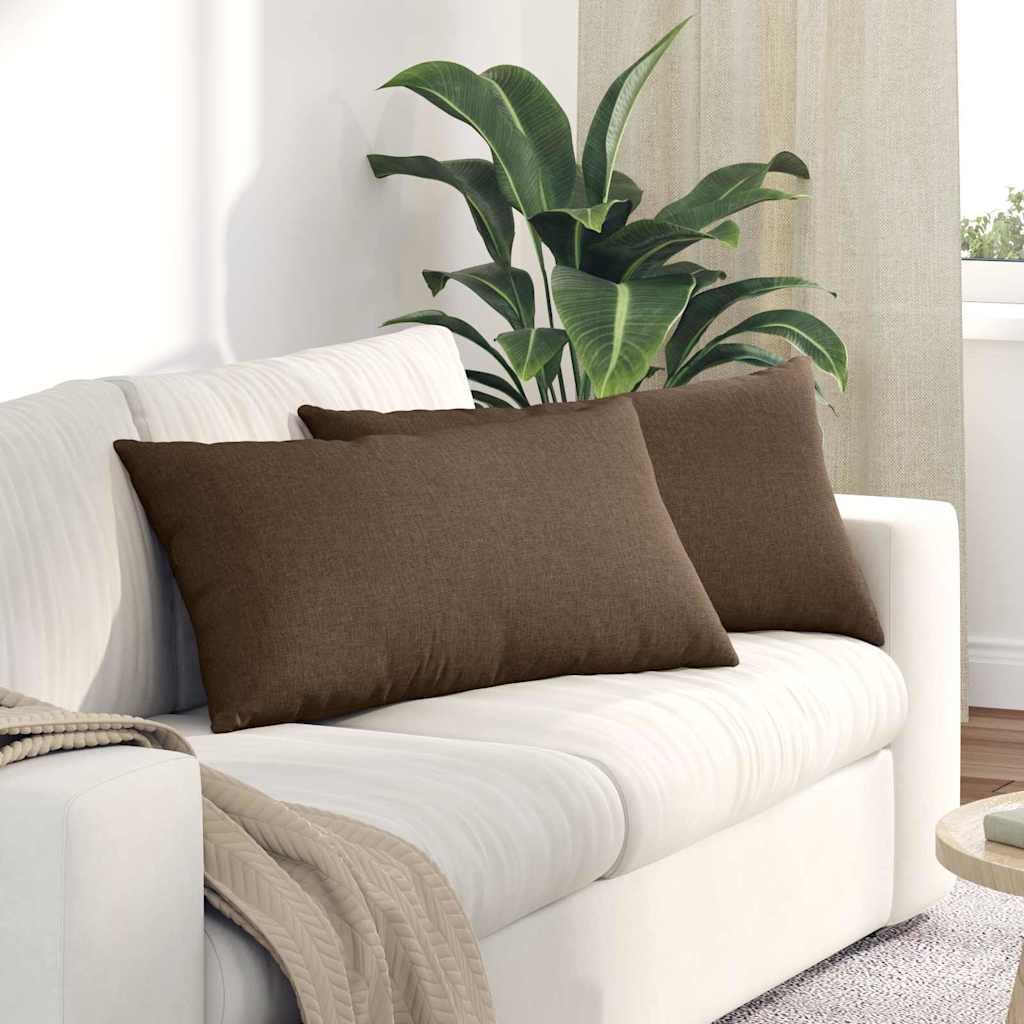 Cojín de sofá 2 piezas, marrón, 80 x 40 cm, relleno de poliéster, fundas extraíbles para salón, dormitorio