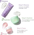 Bayfree Favorites La peau de rosée voyage & Ensemble de lèvres, hydratant Ensemble de soins de la peau coréenne avec lavage à l'essence de riz, crème à l ́eau & Masque à lèvres, Ensemble doux de soins pour les femmes filles, pour peau douce, Glowing