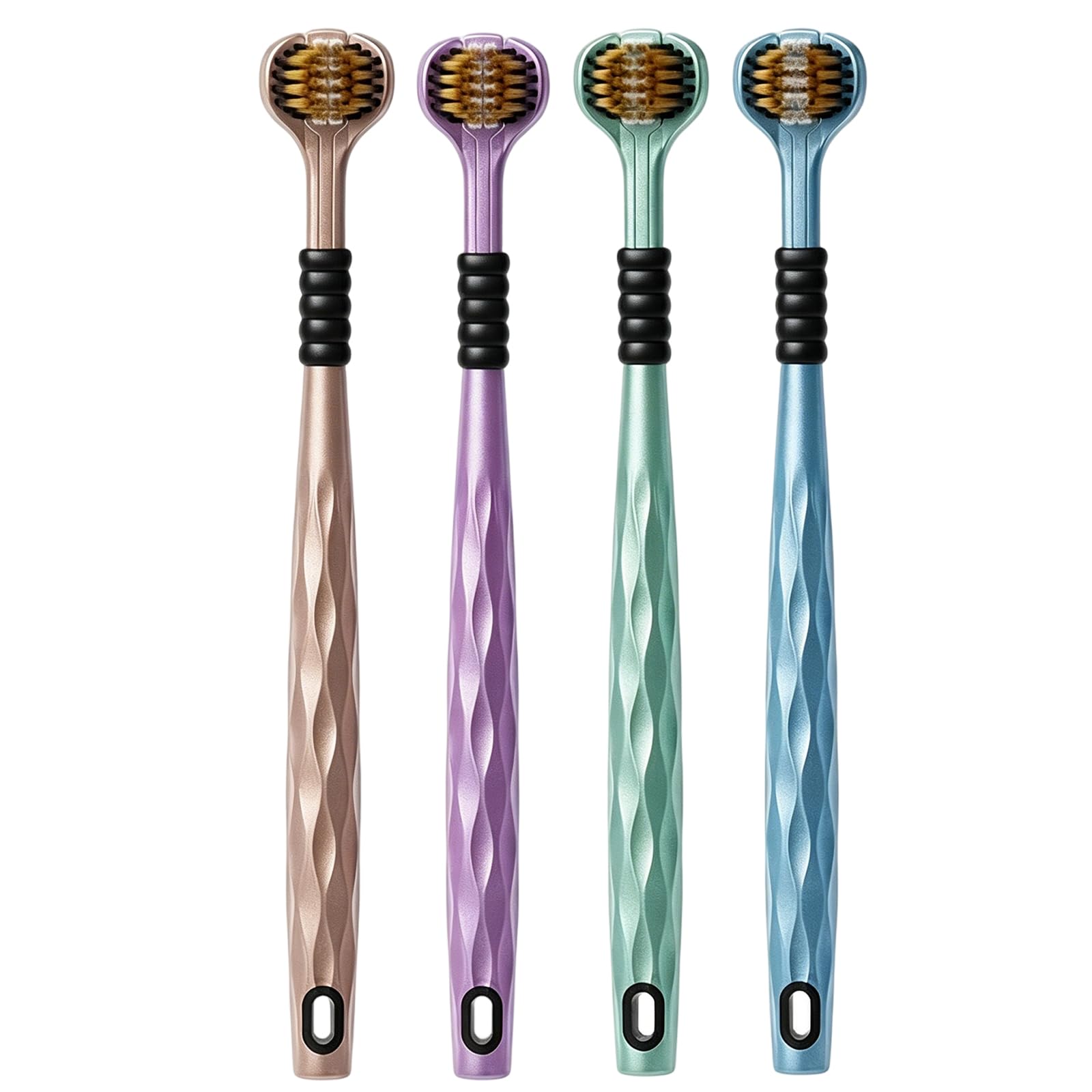4 PCS 3 Sided Toothbrush for Adults, Hard Toothbrush for Adults, Manual Toothbrushes, 360 Degree Teeth Cleaning, Gentle Gum Care,Family Oral Care, 18 cm Length-picture-28