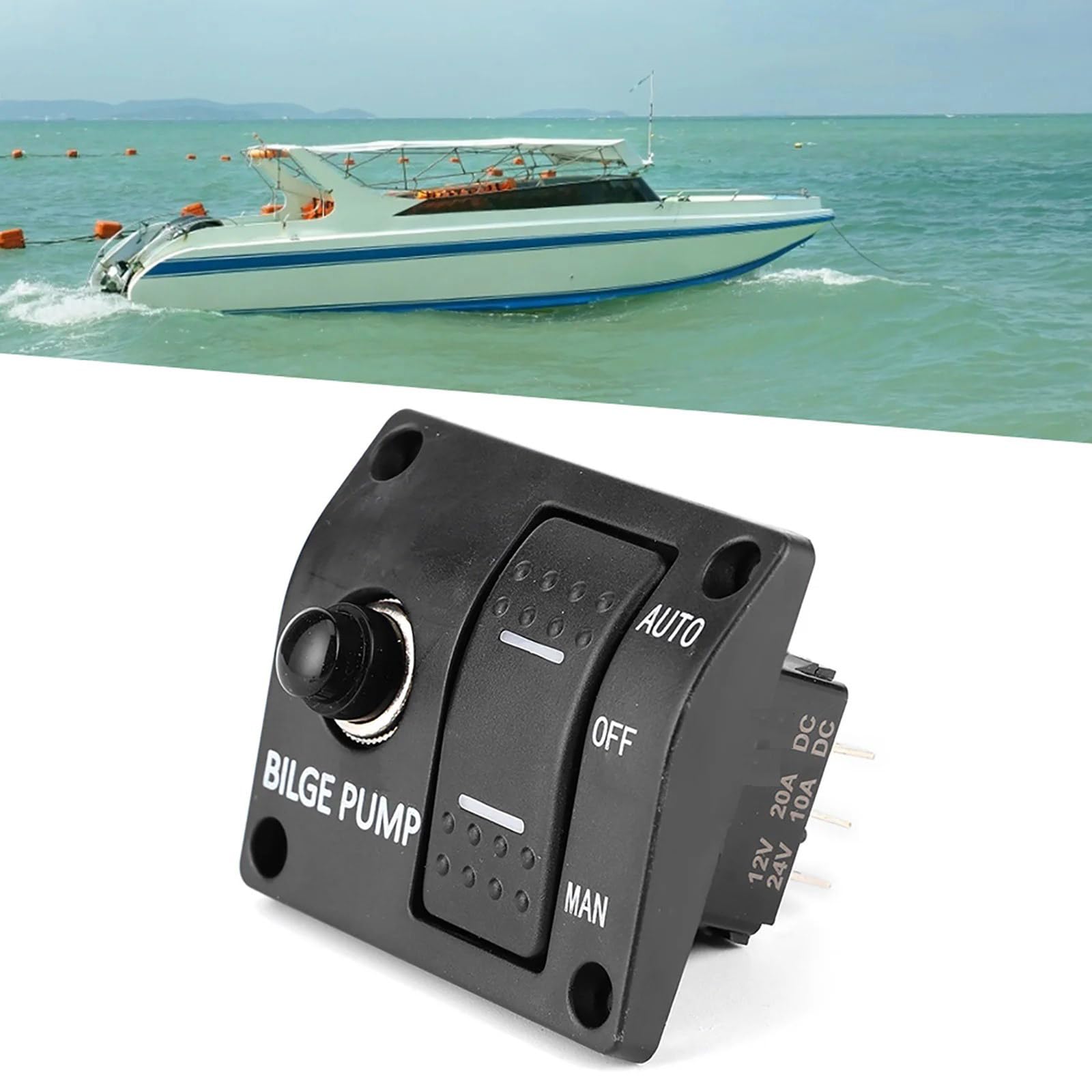 Bilge Pumps Control Panel 3 Way 12V/24V LED Indicates Marine Switches Panel Circuit Break Panel Quick Installation