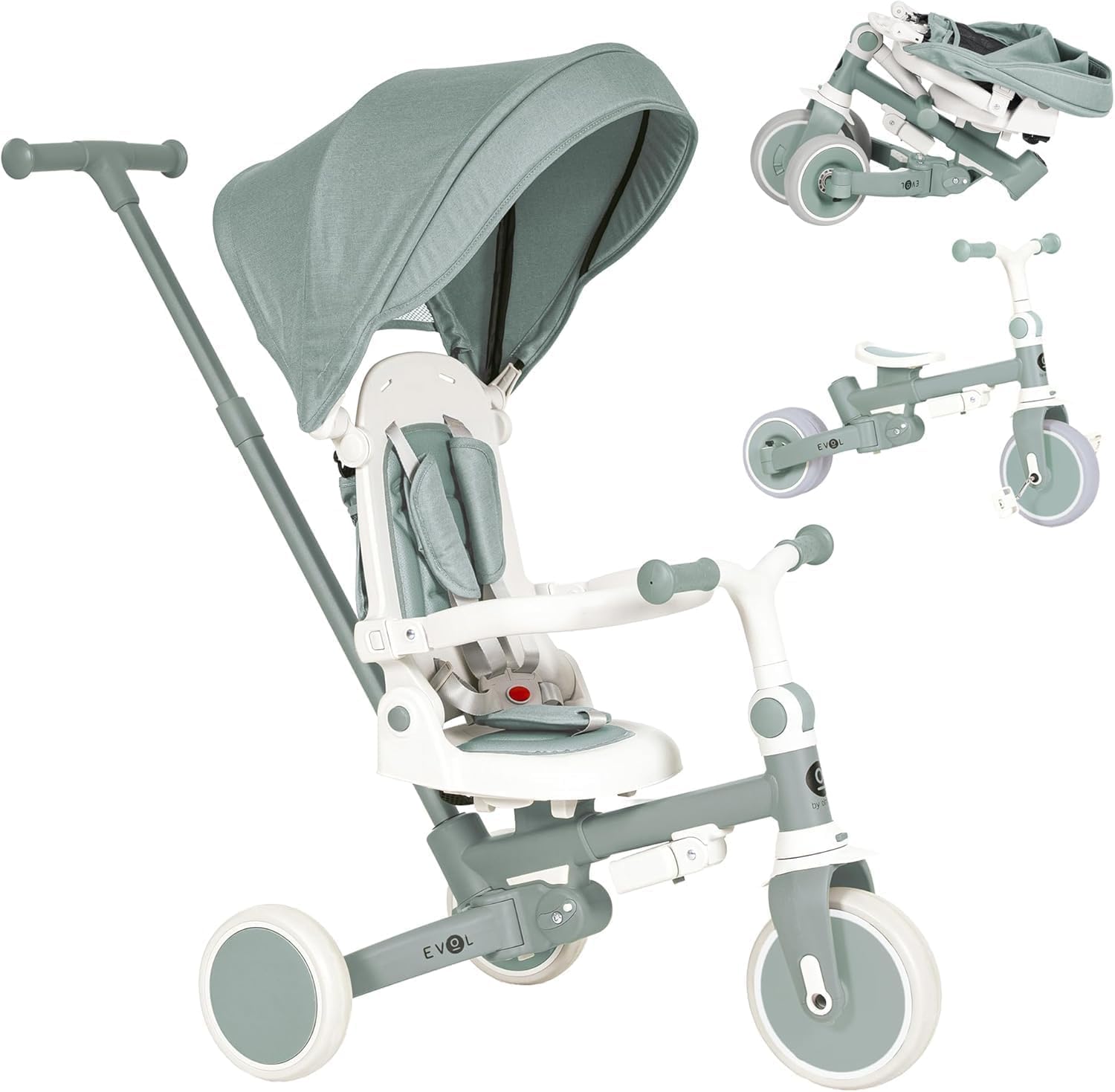 Olmitos - Triciclo Evolutivo de Bebé 5 en 1 - Bicicleta Niños Desde 1 Año hasta 25 Kg - De Triciclo a Bicicleta con o sin Pedales – Adaptable y transformable (Evol, Gris) — view 10