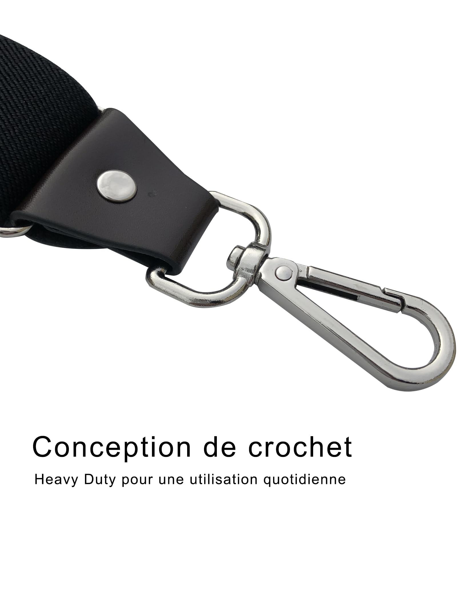 Bretelles extra résistantes pour homme - 3,5 cm de large - Avec crochets rotatifs et sangles élastiques - Dos en Y pour jeans