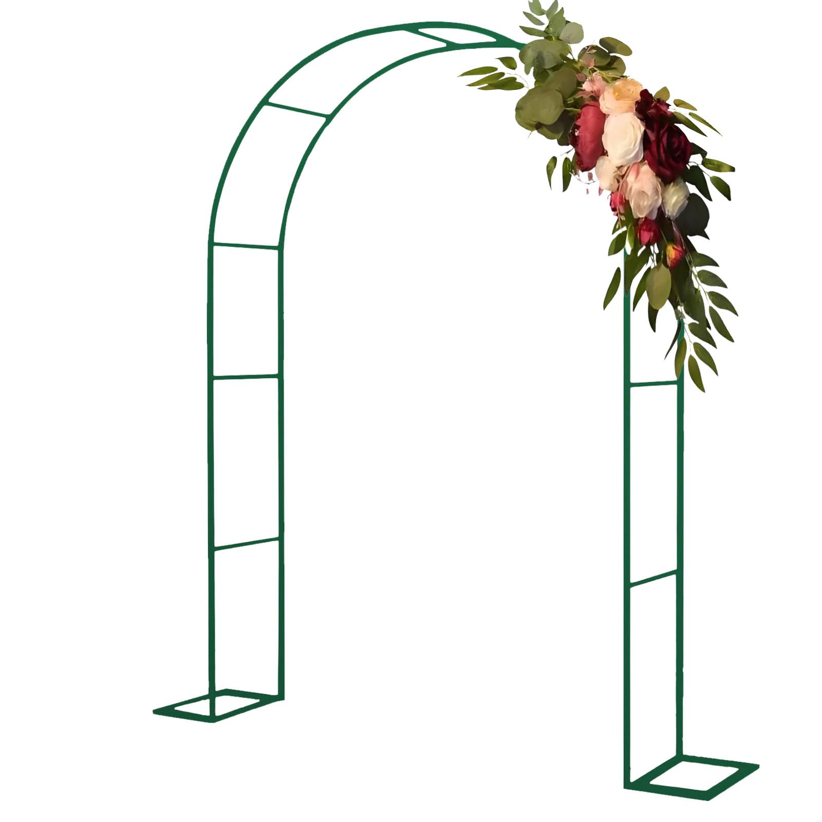 Arco de rosas verde de metal para jardín, soporte exterior de 1,4m x 2,25m