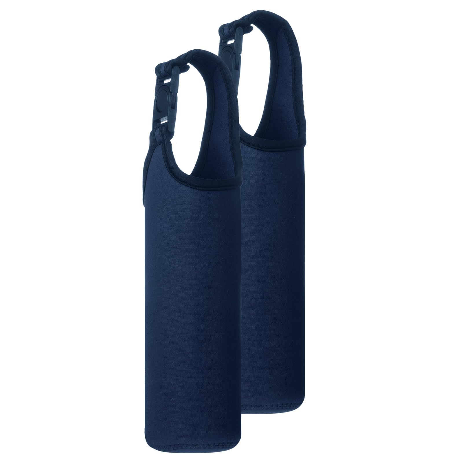 sourcing map 2pcs Neoprene Carrier Water Bottle Sleeve, 15.5-20oz Insulated Water Glass Bottle Carrier Bag Collapsible Drink Bottle Sleeve Cover Holder with Handle, Navy Blue
