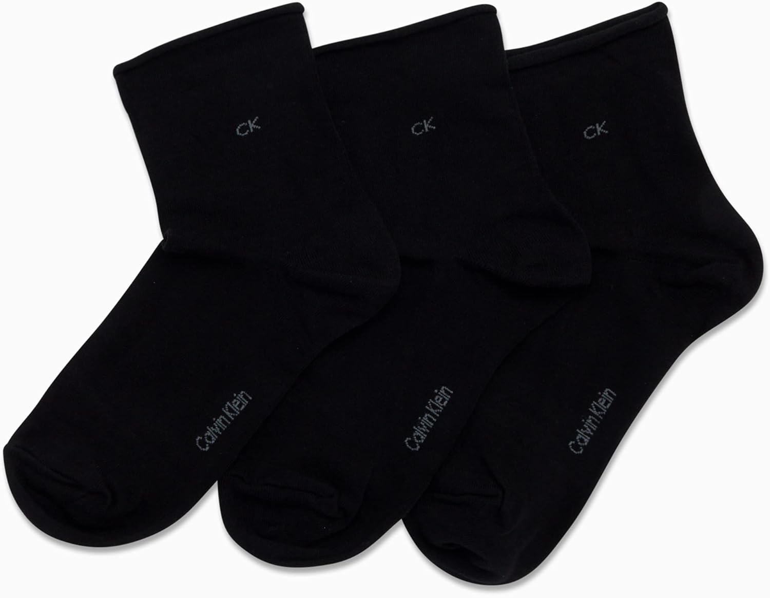 Calvin Klein Womens Crew Socks - 3 Pack Soft Cotton Blend Roll Cuff Mini/Mid Crew Dress Socks for Women (Shoe Size: 4-10) - Image 3