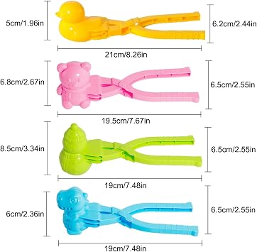 4 PCS/Set Snowball Maker Clips, Assorted Snow Ball Maker Clips Clamps Outdoor Winter Play Snow Toys Plastic Sand Toys Clay Molds Dough Tools for Kids Adults Snowball Fight Beach Player (#B)