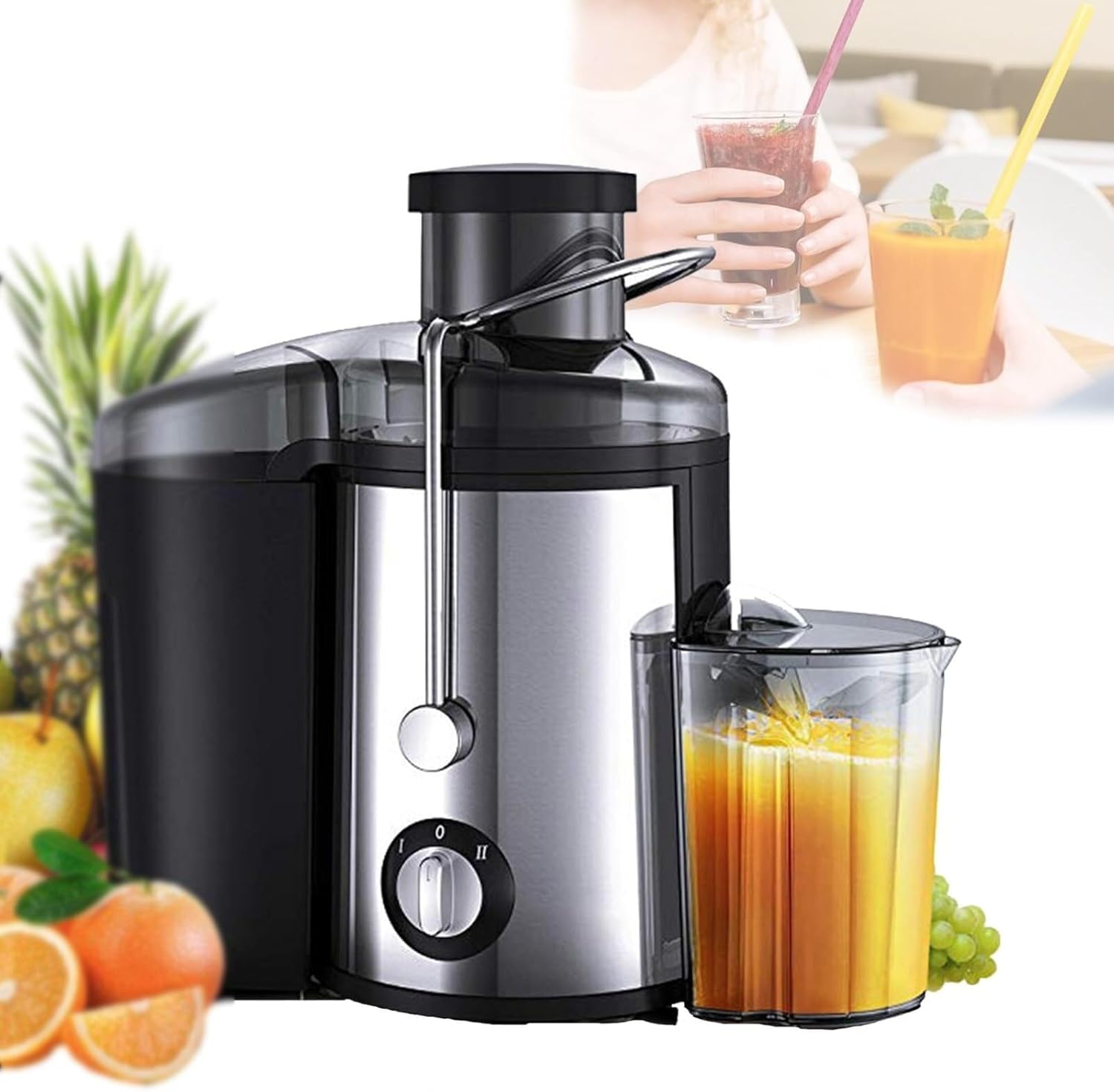Centrifugal Juicer,800W Ultra Power,Compact Juice Separation Juicer,2.56” Feed Chute,Dual Speeds Adjustment,1600ML Cup Capacity,Stainless Steel Juicer For Fruits And Vegetables