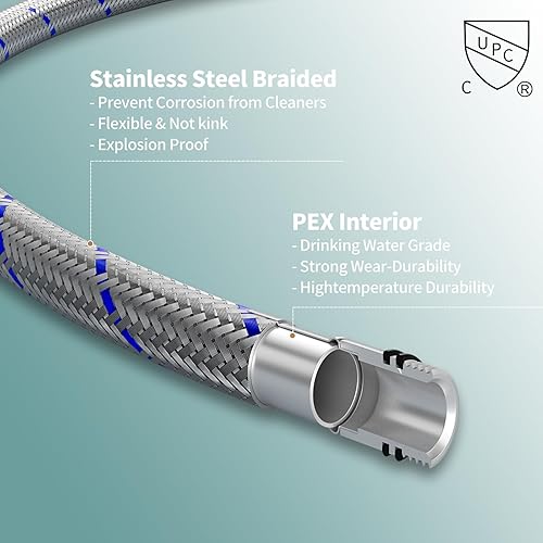 Miniatura 6 de Hoimpro Grifo de baño blanco con boquilla de cascada, grifo de lavabo de baño de una sola manija, grifo mezclador de lavabo de RV con placa de