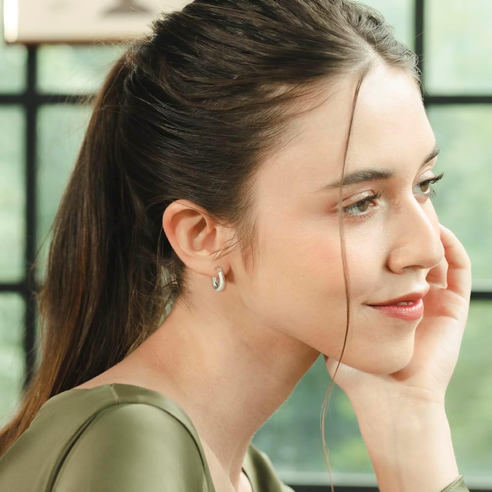 Sterling Silver Polished Finish Round-Tube Hoop Earrings 4mm Wide 15mm-30mm Diameter - Image 2