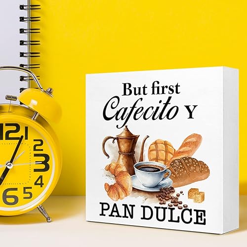 Miniatura 7 de LVQHI Letrero de cafetería en español, pero primer cafecito y pan dulce, pero primer café, accesorios de cocina mexicana, decoración de cita de mesa