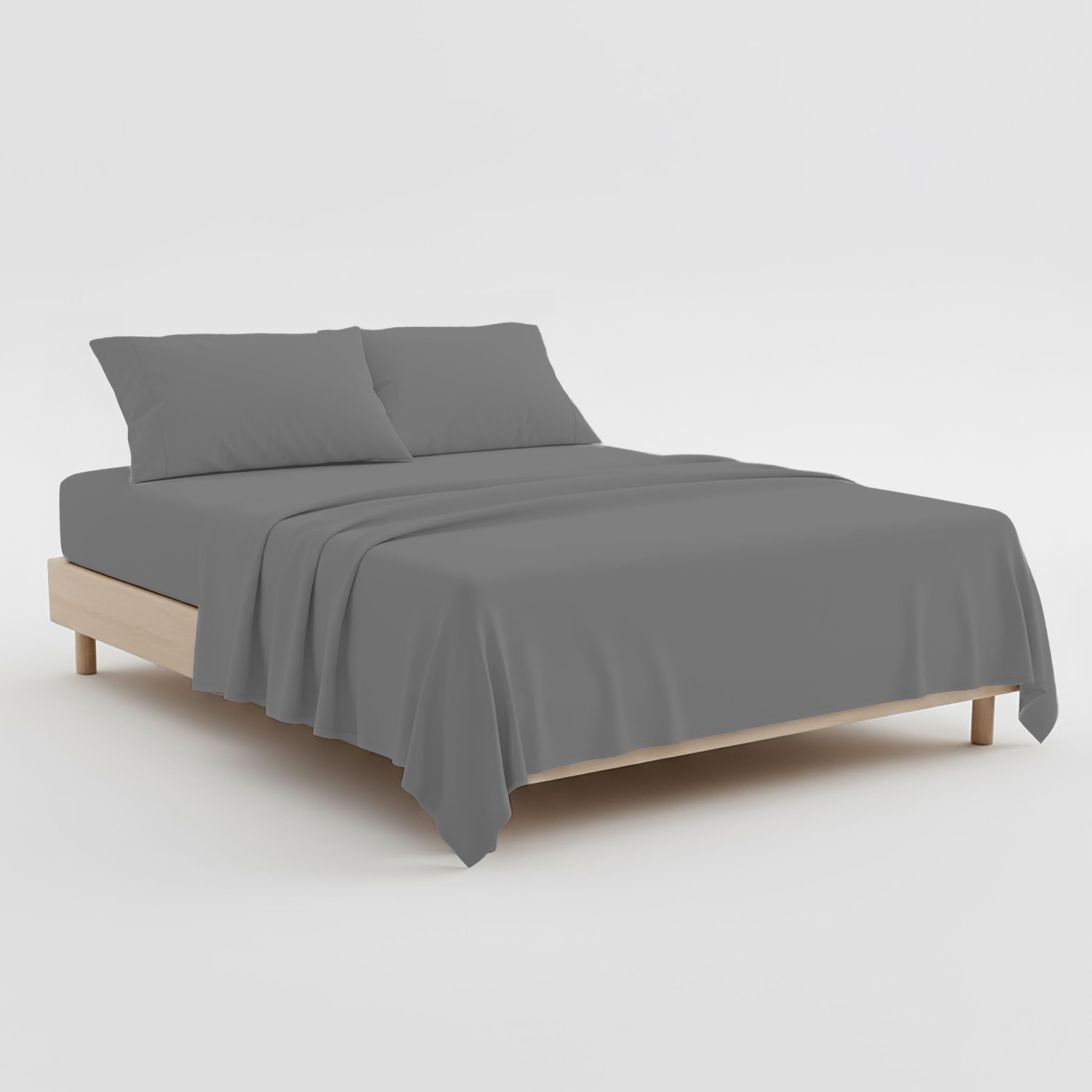 100% Egyptian Cotton Dark Grey Sheets Set Twin Size, 1000 Thread Count Twin Sheets Set 4 Piece Sets, Luxury Hotel Quality Bed Sheets Twin, 18 Inch