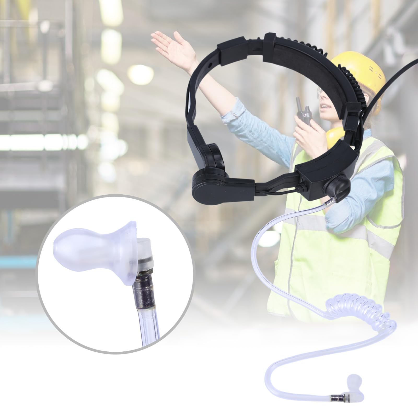 Kehlkopfmikrofon Headsets für P8268 DP4800 DP4600 DP3400 Funkgeräte, Keine Verzerrung, klarer Klang, Kopfhörer Ohrhörer, Mikrofon Ohrhörer