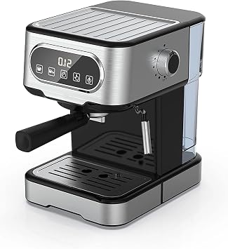 Coffee Maker, 20 Bar Espresso Coffee Machine 1100W Semi-Automatic Milk Flosal Cafetera Cappuccino Maker for Cappuccino Latte Commercial Home Espresso Maker Color Silver, Size One Size