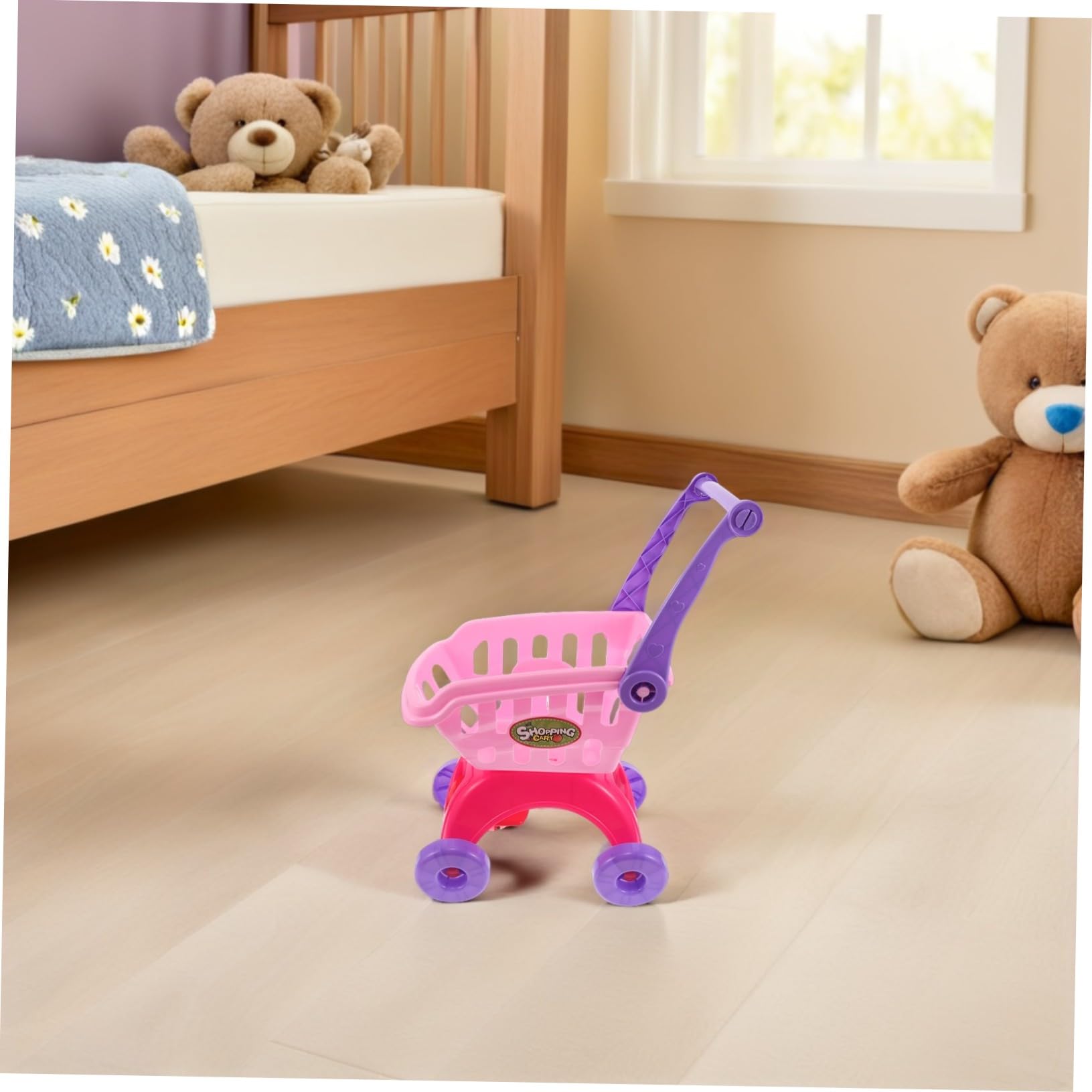 Carrello Supermarket Giocattolo Mini Trolley Simulazione Spesa Sicuro con Liscio Facile da Montare per Mani Piccole Gioco Educativo per Ragazzo Ragazza