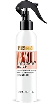 PURE NATURE Moroccan Argan Oil Shampoo and Conditioner Set and Heat Protectant Spray for Hair with Keratin