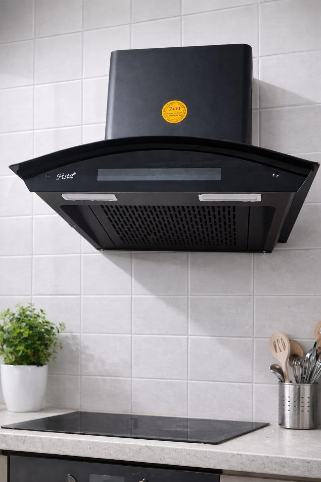 Fista Kitchen Chimney, Black Curved Glass, Wall Mounted, 60 cm, Filterless Auto Clean, Motion Sensor, Touch Control, LED Lights, 1500 m³/hr-image-34