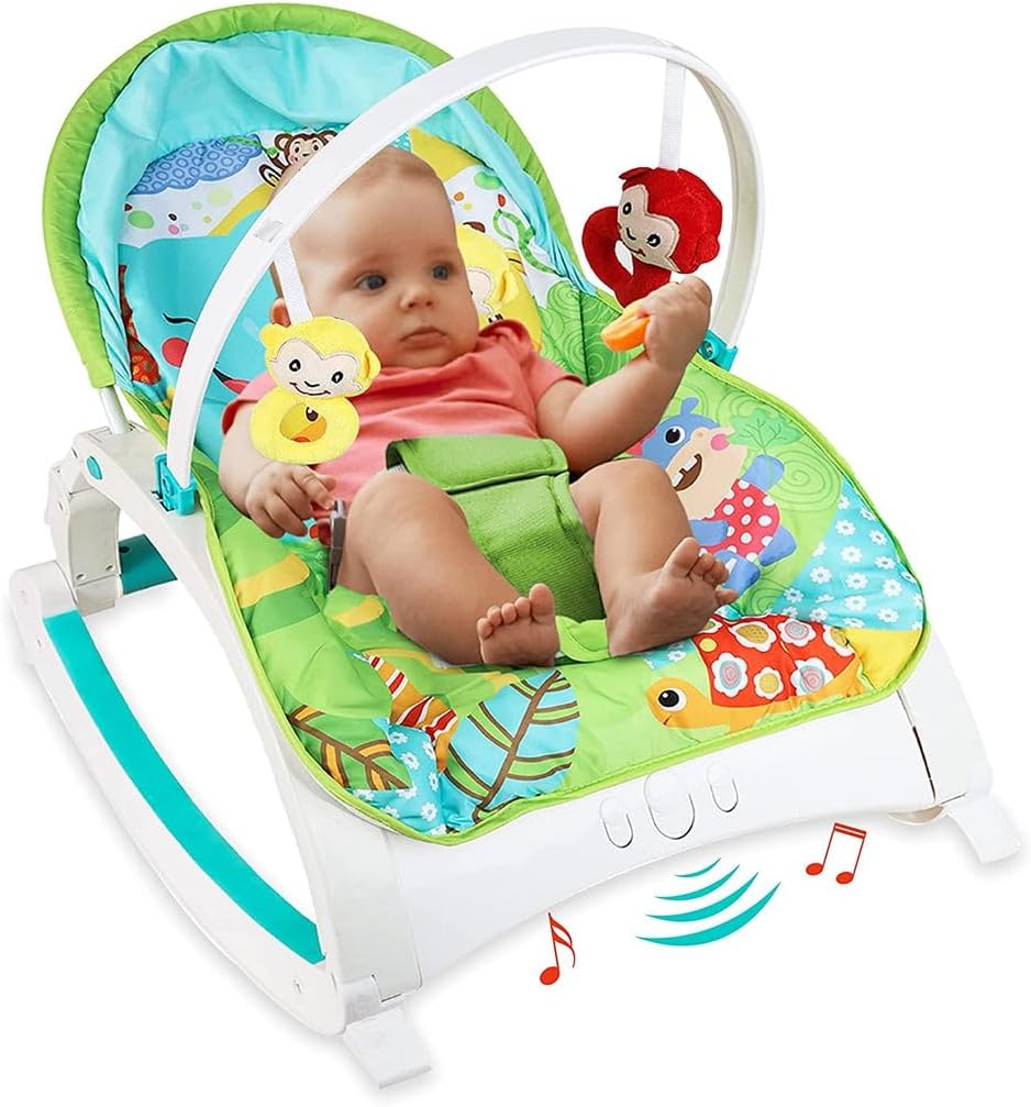 Webby Newborn to Toddler Portable Baby Rocker | Feeding Chair with Vibration and Soothing Music for Infant | Swing Chair | Detachable Toy bar | Rocker with Recline Feature with Adjustment Backrest for 0 to 2 Years Baby