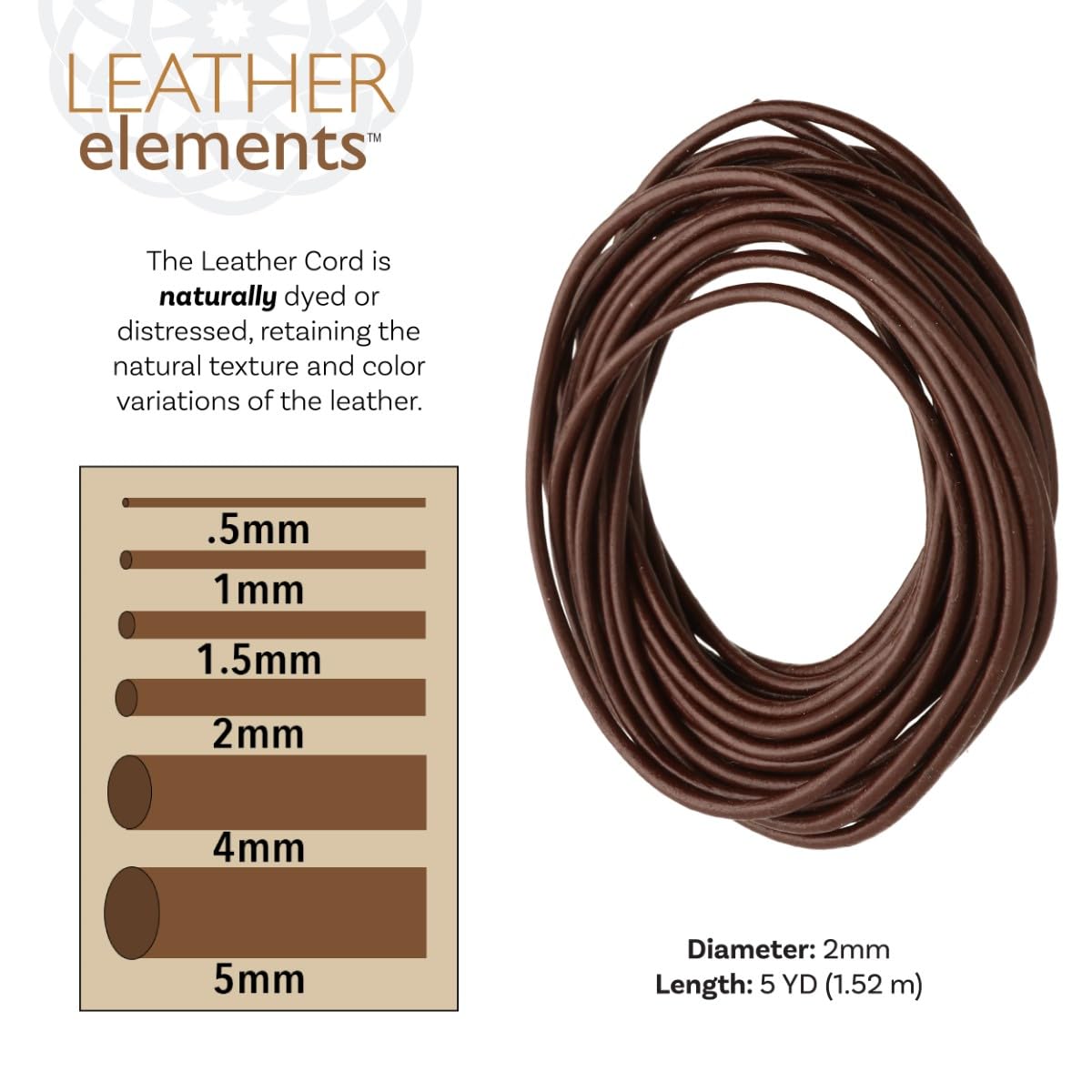 Beadsmith Indisches Leder, Dunkelbraun, 2 mm, 4,5 m