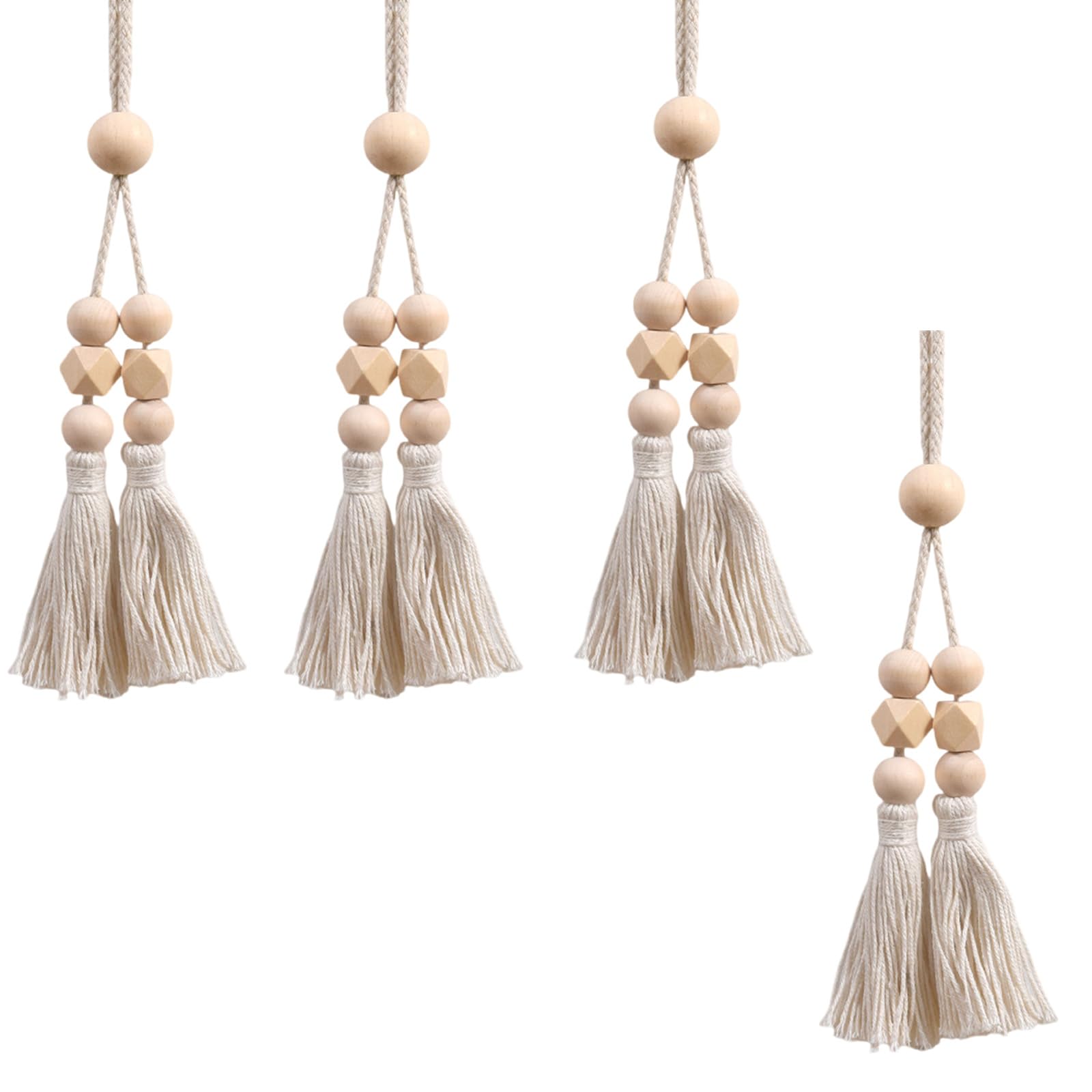 Kalttoy Styles Handcrafteds Curtain Tie Backs with Wood Beads Tiebacks for Indoor and Outdoor Curtain Cotton HandWoven Tiebacks