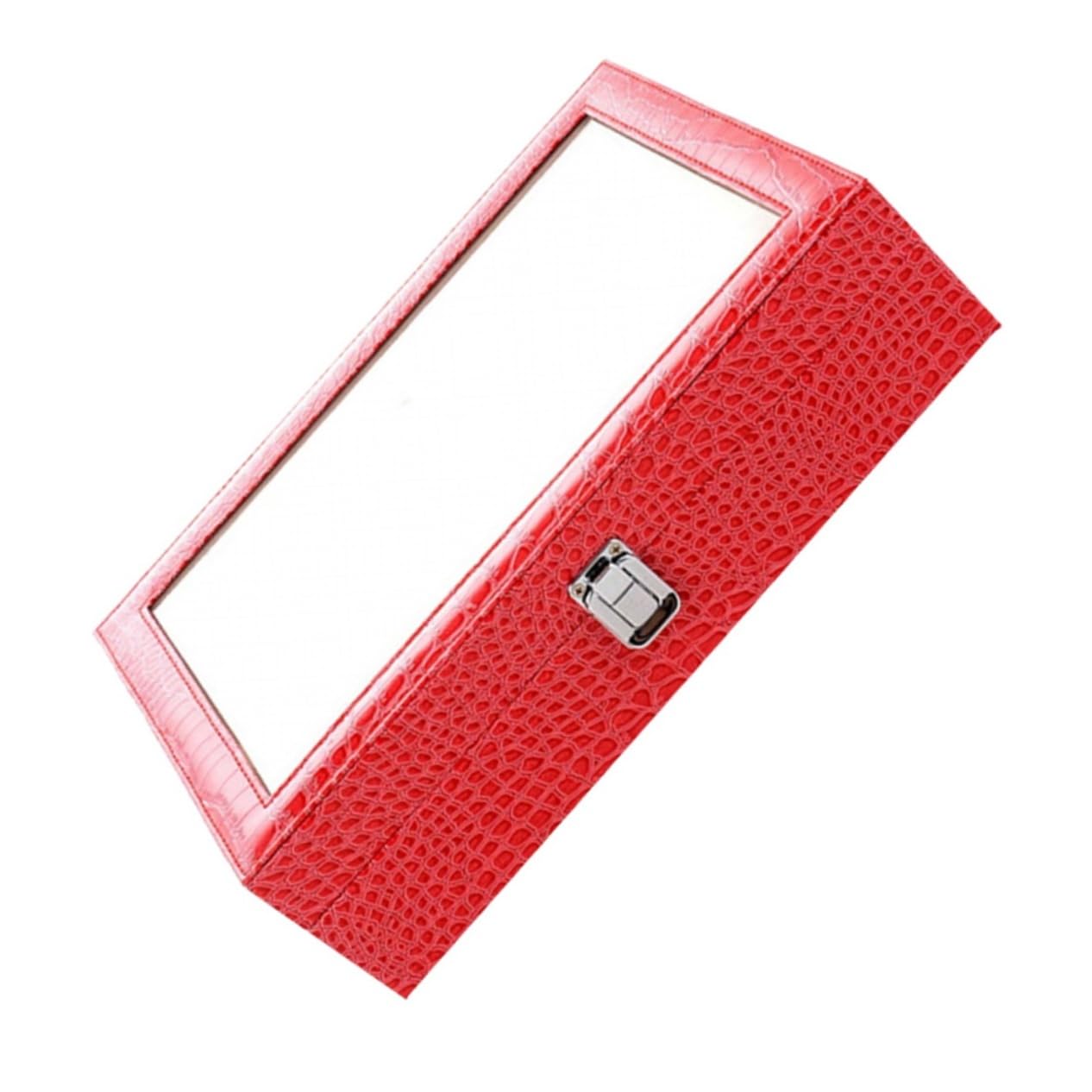 VALICLUD Scatola Espositiva per Occhiali da Sole in Pu, 8 Scomparti, Effetto Coccodrillo Rosso, Organizer per Casa e Negozio | Finestra Espositiva, Uso Casa e Negozio, Organizzatore per Custodire e Mostrare Modelli